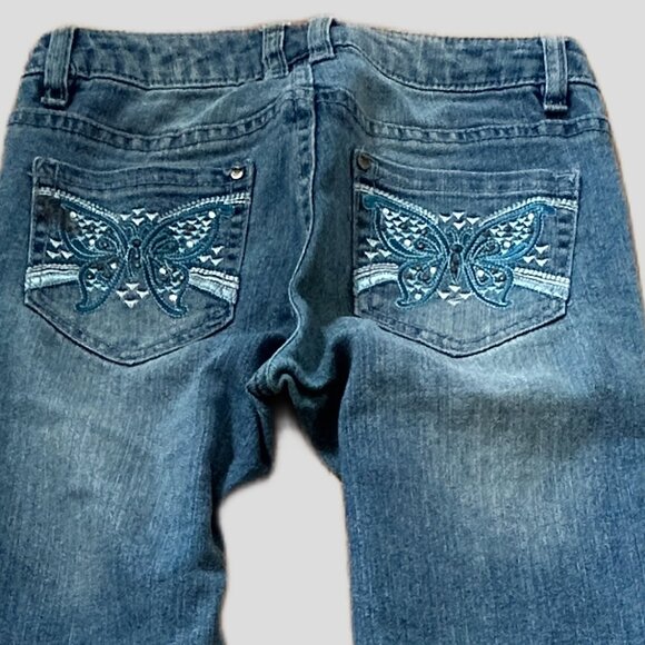 GIRLS ROUTE 66 SKINNY EMBROIDERED BUTTERFLY JEANS KIDS SIZE 10 - Picture 4 of 12